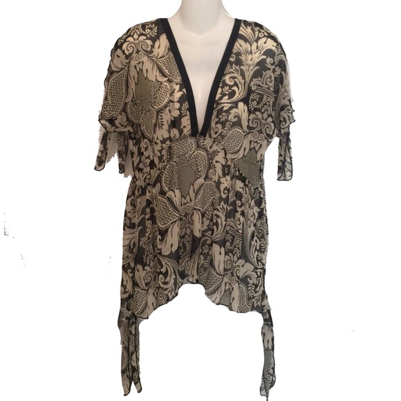 Anna Sui New York Short Sleeve Flutter Top Blouse - Picture 2 of 6